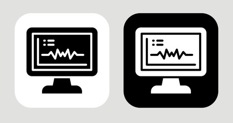 Data Pulse Icon In Black and White Glyph Style