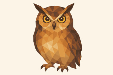 Fototapeta premium Geometric owl design with polygonal patterns and earth tones