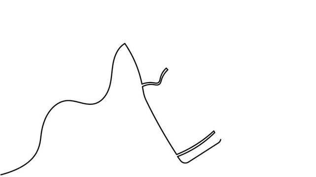 Animated celebration champagne bottle single line drawing minimal design