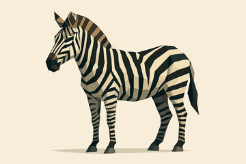 Fototapeta premium Low poly zebra art with geometric design on neutral background