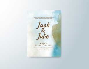 Wedding invitation with abstract watercolor background