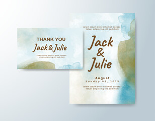 Wedding invitation with abstract watercolor background