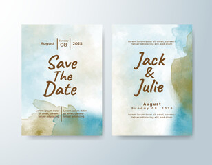 Wedding invitation with abstract watercolor background
