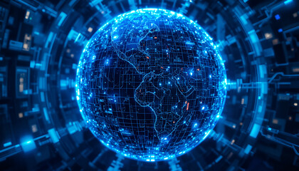 Advanced global network connecting the world with futuristic technology, digital connectivity and innovative systems, showcasing global communication and data flow