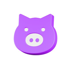 3d rendering icon pork purple color