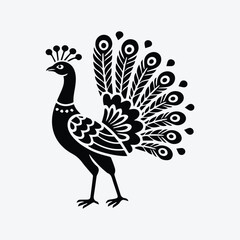 Tribal Peacock Silhouette Vector Design