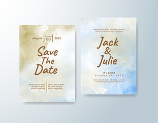 Wedding invitation with abstract watercolor background