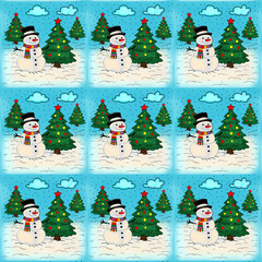 Snowman, Christmas, Background, Wallpaper, Cute, Christmas Tree
