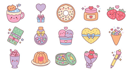 Sweeten your designs with delightful kawaii treats and love themed illustrations today!