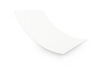 Blank white paper floating in air, dynamically curving to create abstract banner or creative design element