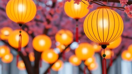 Background of bright traditional chinese lanterns