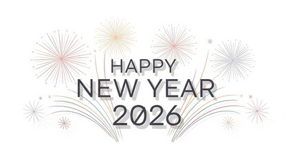 Happy New Year 2026 celebration with fireworks.