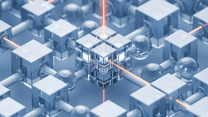 Modern technology network structure with vibrant connections for data transfer and innovative digital solutions in a connected world