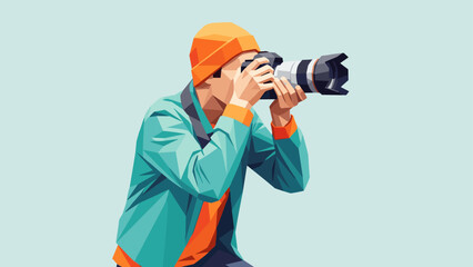 Geometric style photographer capturing the perfect shot in modern attire