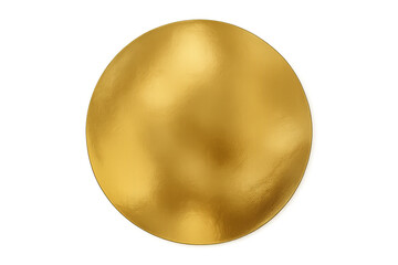 Gold metal circle featuring bright shiny foil texture, abstract golden round element for luxury design, transparent background