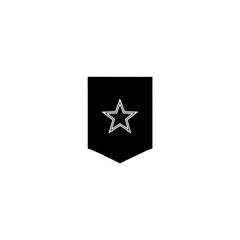 Black banner with a white star in the center of the image on transparent background
