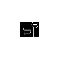 Shopping cart on a website interface with notification dot on transparent background