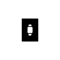 Illustration of a smartwatch centered on a black square on transparent background