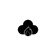 Illustration of a cloud with a flame in front of it on transparent background