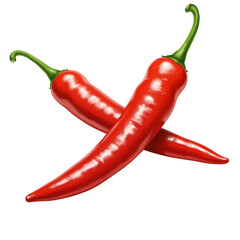Two Red Chili Peppers Crossed Over Each Other on Black Background