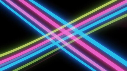 Vertical video of flowing neon lines. Abstract animation with pink, blue, and green light trails on a black background. Futuristic motion graphics concept - Powered by Adobe