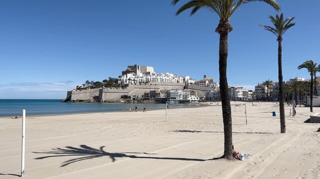 Beach at the city Peniscola in Spain