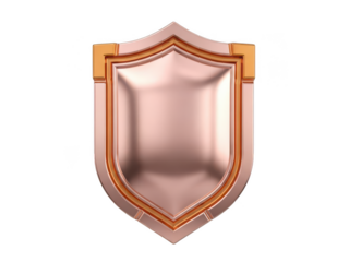 Metallic bronze shield emblem on transparent background
