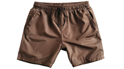 Plain brown activewear shorts with an elastic drawstring waist, made from a comfortable, quick-dry fabric.
