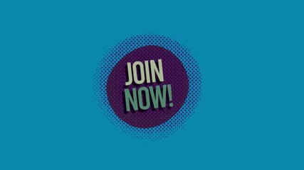A pop-up overlay with a 'JOIN NOW!' message on a blue background with a