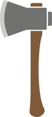 A classic woodcutters axe with a sharp steel blade and brown handle.