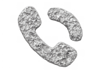 Stone phone icon representing ancient communication, timeless connection, and enduring technology, with transparent background