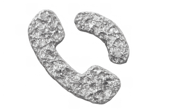 Stone phone icon representing ancient communication, timeless connection, and enduring technology, with transparent background - Powered by Adobe