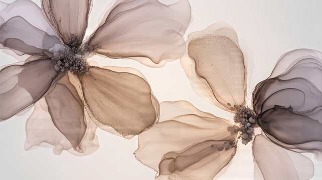 Ethereal watercolor flowers in soft pastel tones