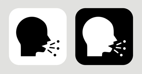 Cough Icon In Black and White Glyph Style