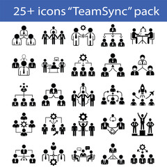 Corporate Teamwork Icon Bundle Collaboration, Team Building, Office People Silhouette Set