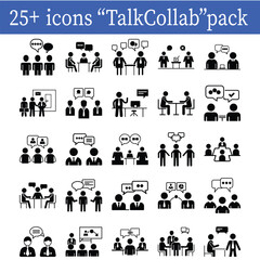 Office Discussion and Collaboration Icons Business Meeting, Conversation, Communication Silhouette Vector Bundle