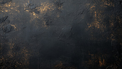 Dark cement surface texture of concrete, Black concrete backdrop wallpaper. Golden dust effect black background
