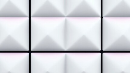 Obraz premium Close-up of a repeating pattern of white square pyramids with black lines, creating an abstract background.
