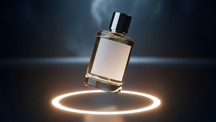 Mockup Perfume bottle with blank label floating