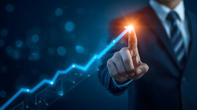 Business Growth Concept with Rising Arrow and Touch Technology - Powered by Adobe