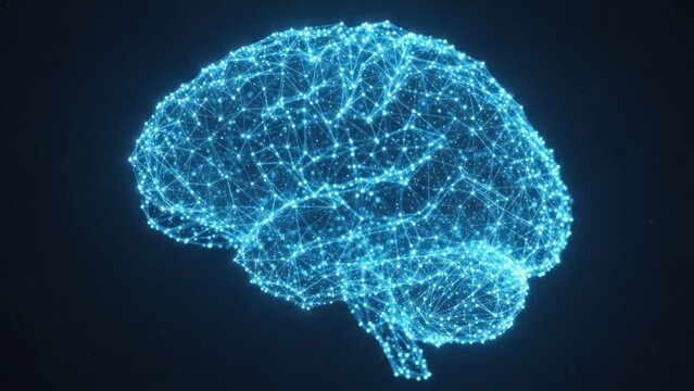 Neural network-like brain illustration with connected nodes