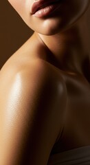 Velvety smooth skin reflecting soft, warm light, embodying ultimate refinement and luxurious self-care. A radiant, glowing finish ,radiance ,perfect ,beauty routine