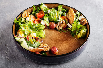 Farmfresh shrimp salad infused with toasted bread and earthy walnuts