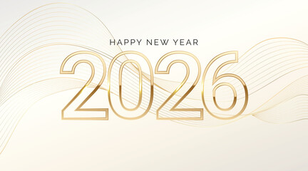 2026 Gold 3d Number for Happy New Year Background. Elegant Numbers indicating the Date of the New Year. Banner for greeting Card or Calendar