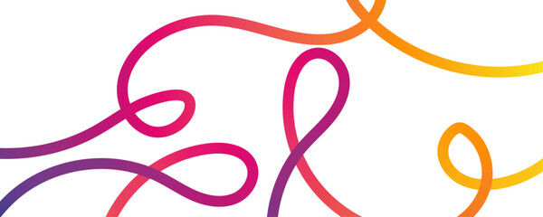 Abstract design of wavy lines in gradient colors of blue, red, yellow, green, pink like a beautiful rainbow on a white background.