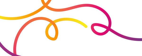 Wavy rainbow line with loops. Colorful dynamic curves. Multicolored doodle lines. Trendy minimalistic print for banner or poster background. Summer, fun or happy theme wallpaper. Vector illustration