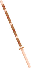 Traditional filipino martial arts weapon, single brown rattan escrima stick, angled on white background