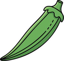 Green okra long shape colorful kids vector&rdquo;