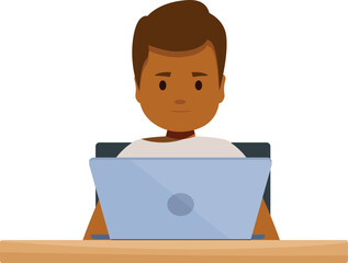 Young man concentrating on his laptop, developing cutting edge software solutions in a modern office setting