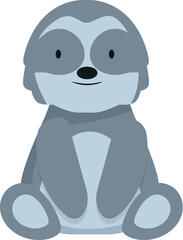 Obraz premium Adorable cartoon sloth sitting peacefully, perfect for children's books, apparel, or any project needing a touch of gentle charm